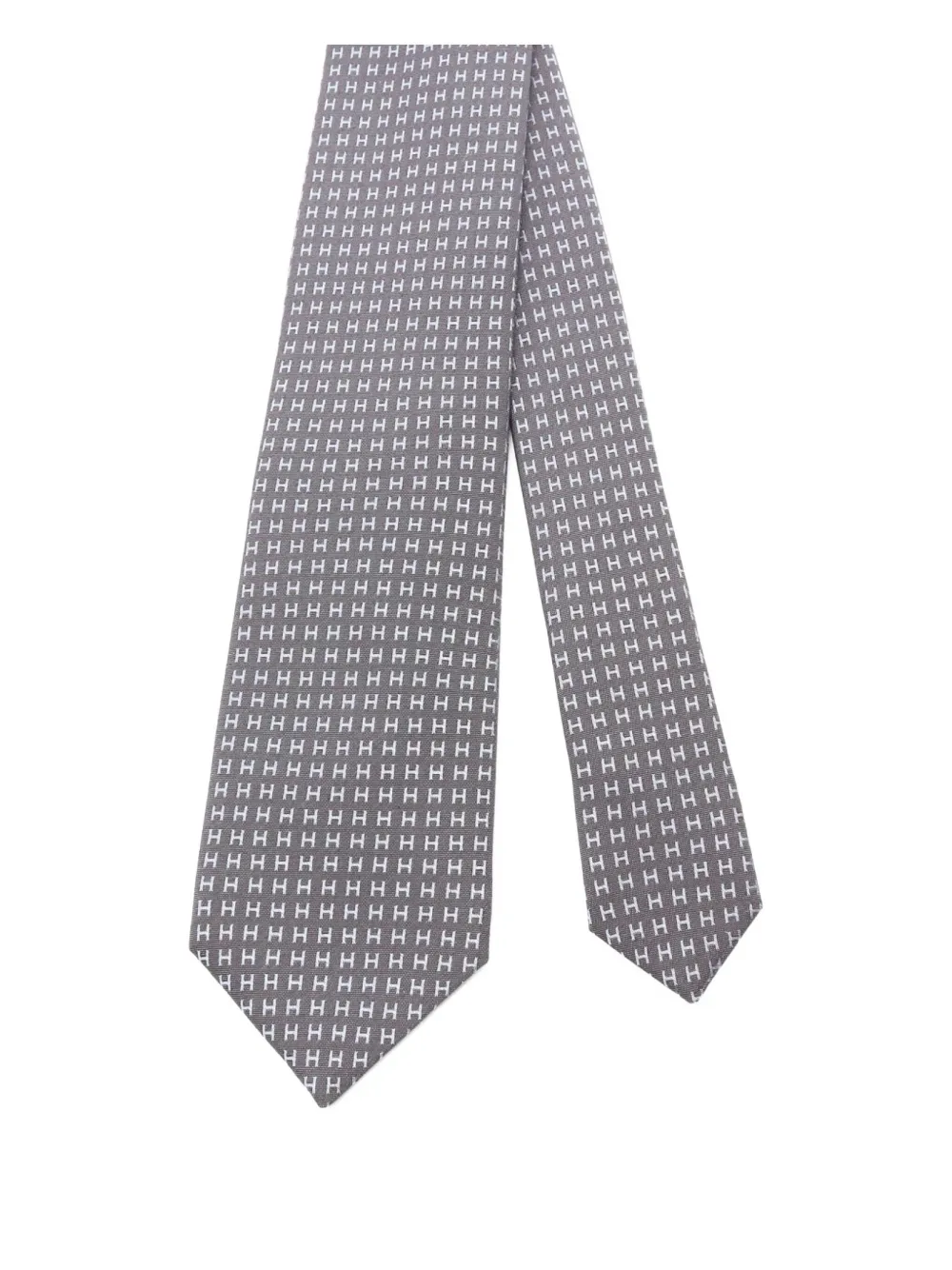 Hermès Pre-Owned 2020s monogram-pattern silk tie | Grey | Image 1
