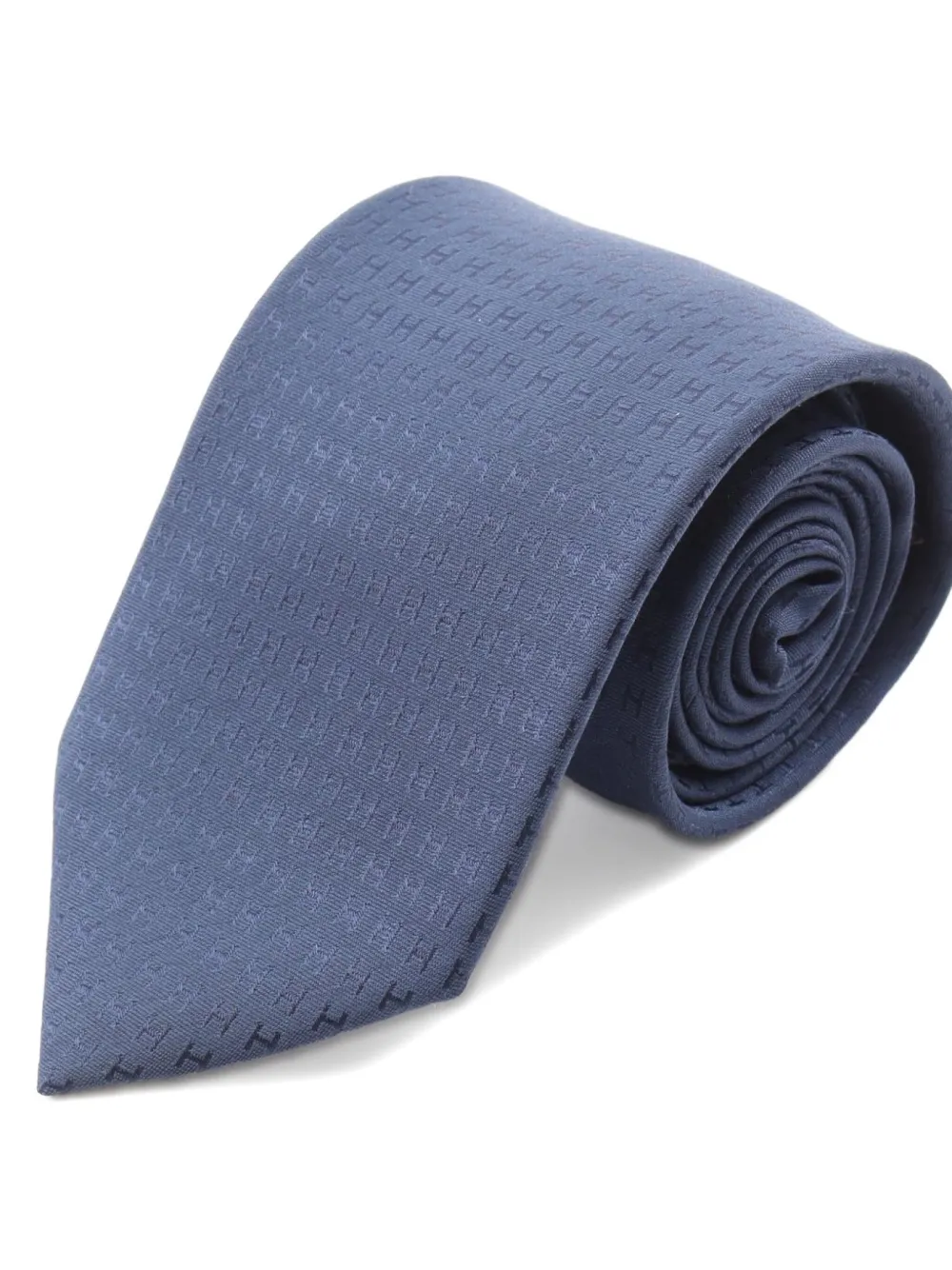 Pre-owned Hermes 2020s H-pattern Silk Tie In Blue