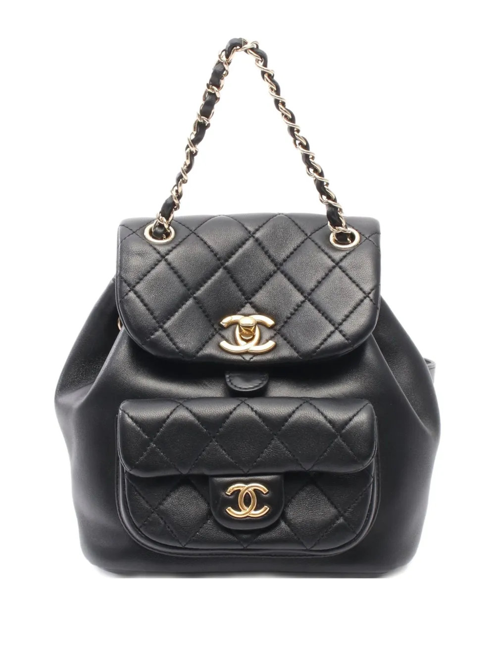 Pre-owned Chanel 2021 Matelasse Gold Hardware Backpack In Black
