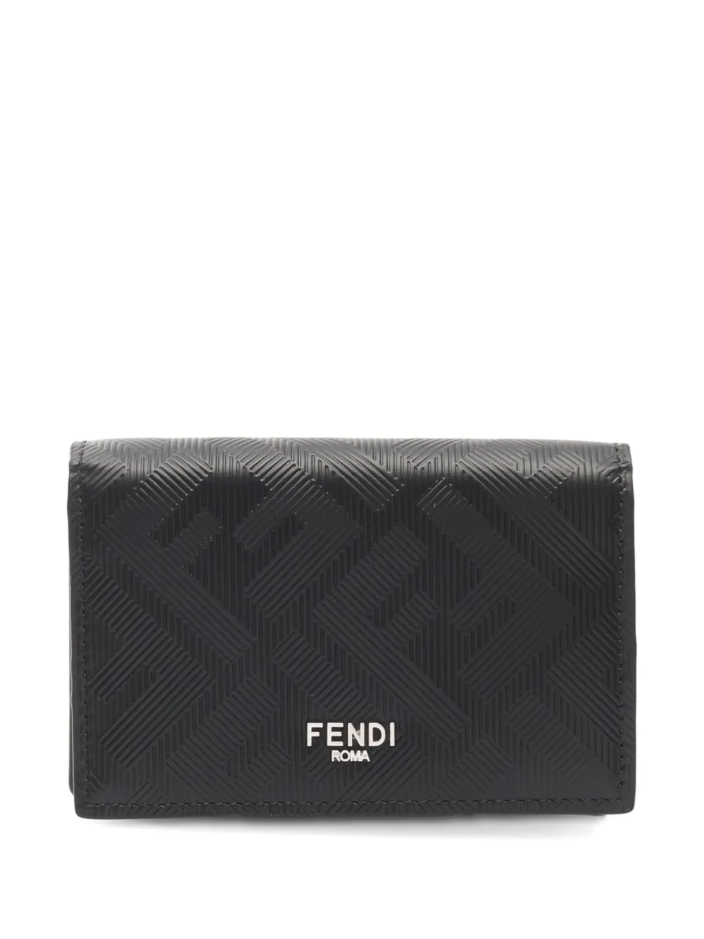 Pre-owned Fendi 2020s Zucca Card Case In Black