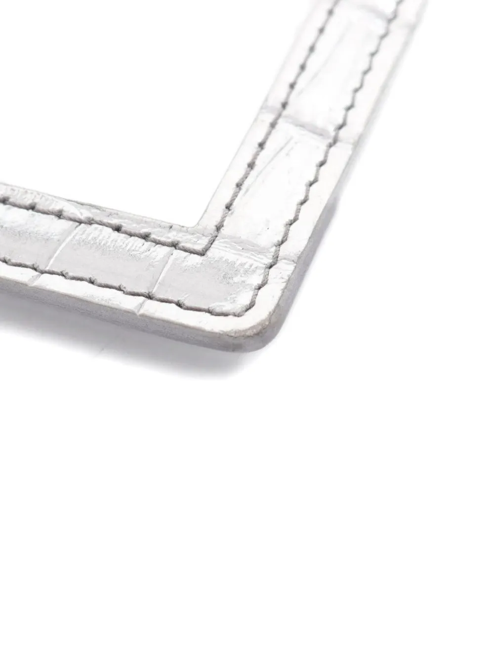 Pre-owned Miu Miu 2000s Croc-embossed Cardholder In Silver