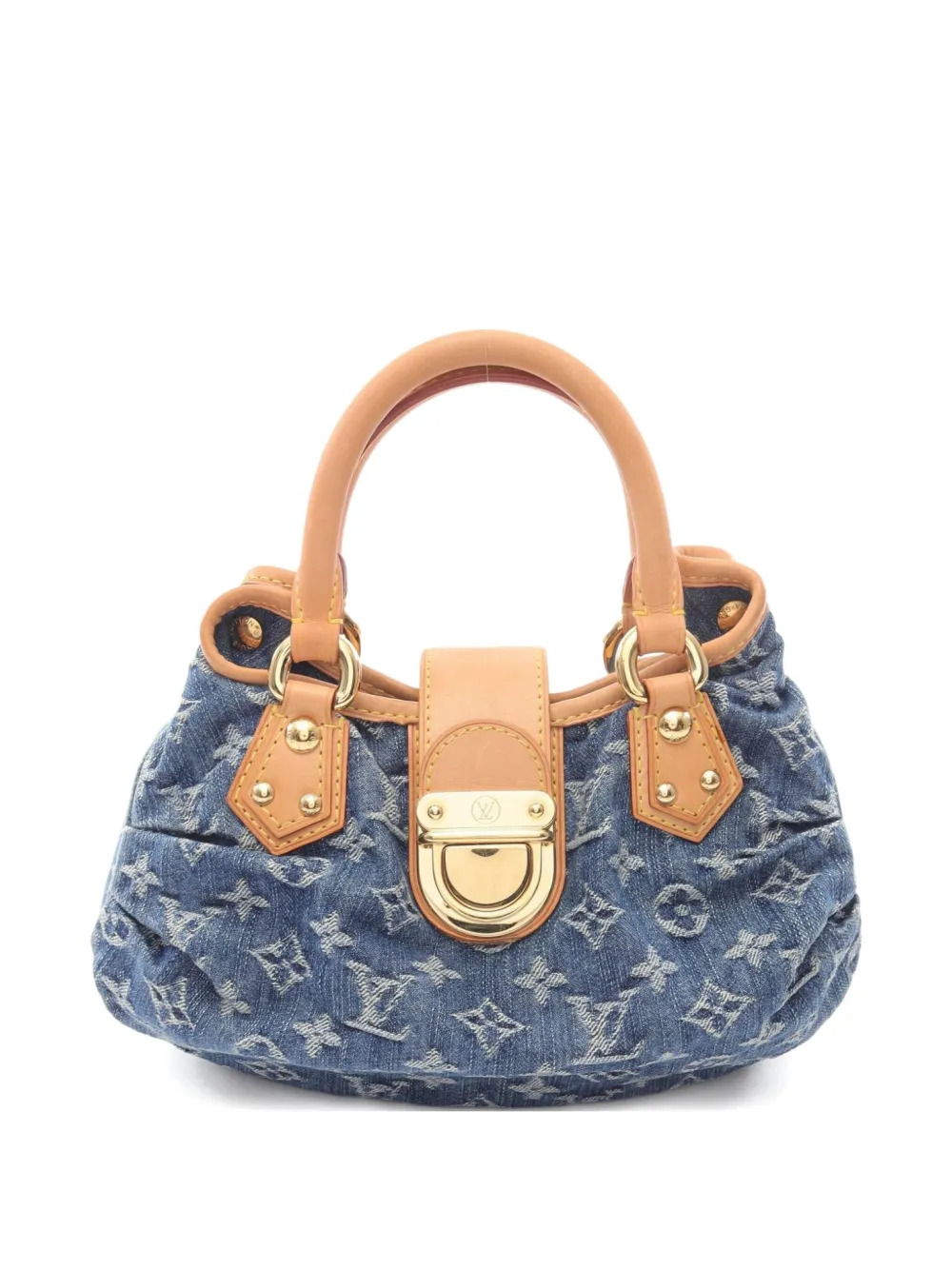 Pre-owned Louis Vuitton 2005 Pleaty Monogram Denim Tote Bag In Blue