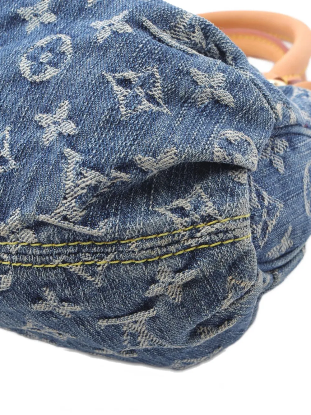 Pre-owned Louis Vuitton 2005 Pleaty Monogram Denim Tote Bag In Blue