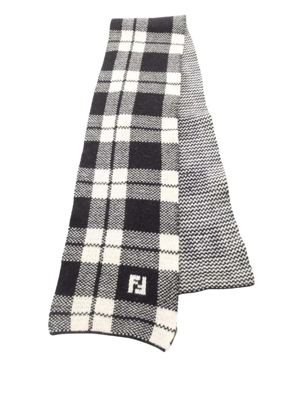 10s FF-logo check wool scarf