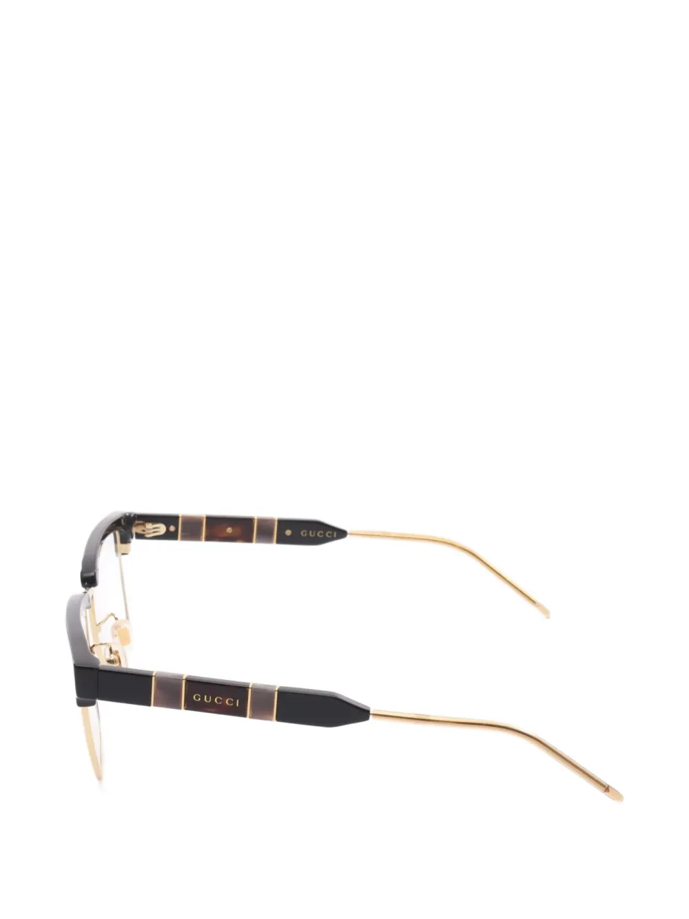 Pre-owned Gucci 2010s Rectangle-frame Glasses In Gold