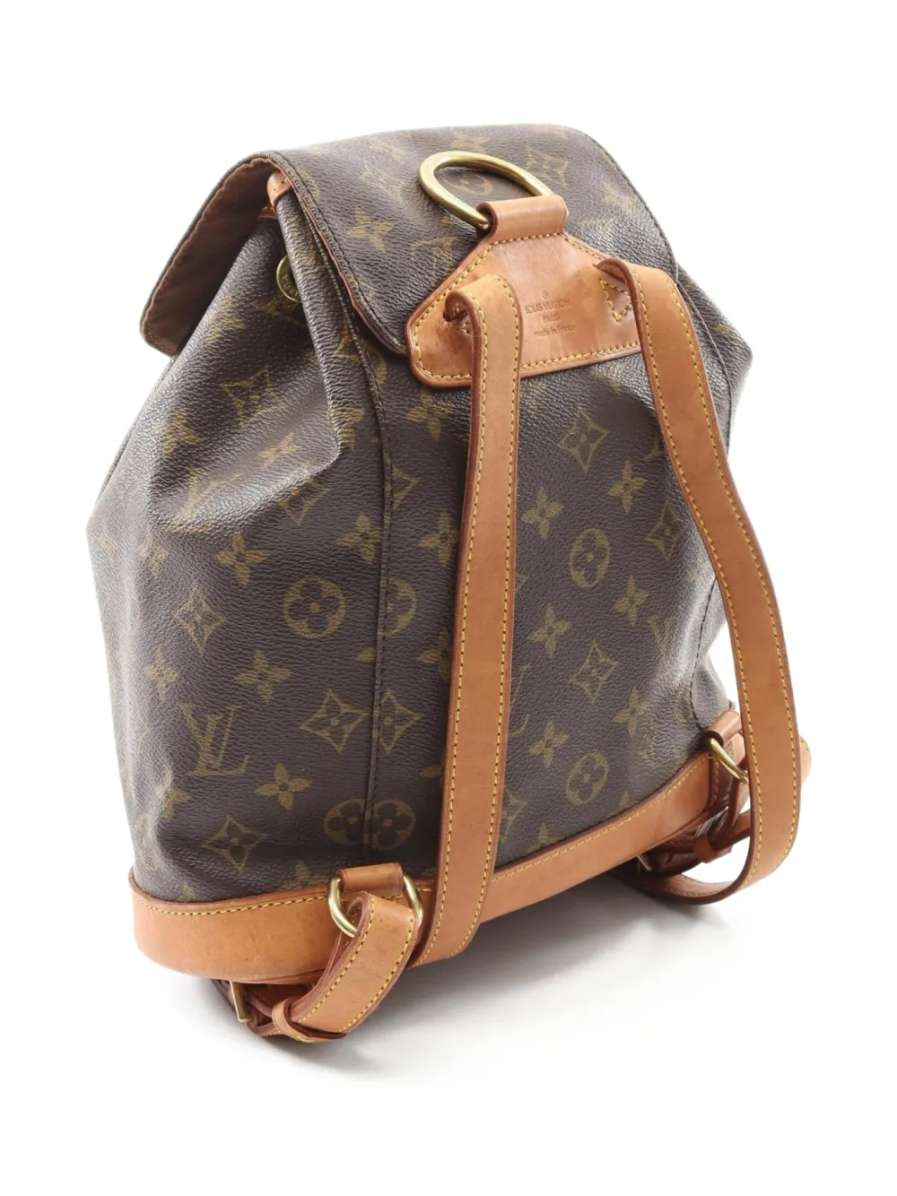 Pre-owned Louis Vuitton 2001 Montsouris Mm Leather Backpack In Brown