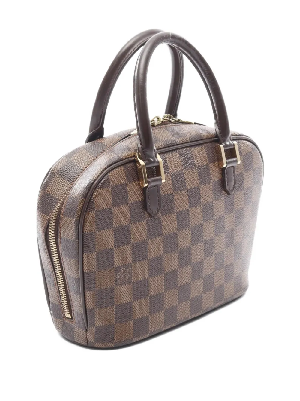 Pre-owned Louis Vuitton 2002 Mini Saria Damier Ebene Tote Bag In Brown