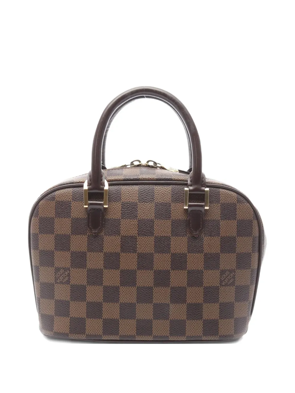 Pre-owned Louis Vuitton 2002 Mini Saria Damier Ebene Tote Bag In Brown