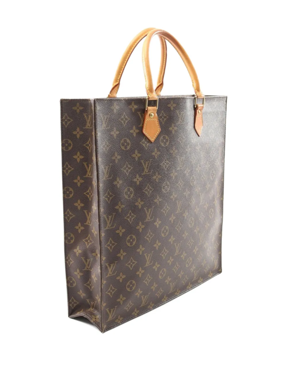 Pre-owned Louis Vuitton 2002 Sac Plat Monogram Handbag In Brown