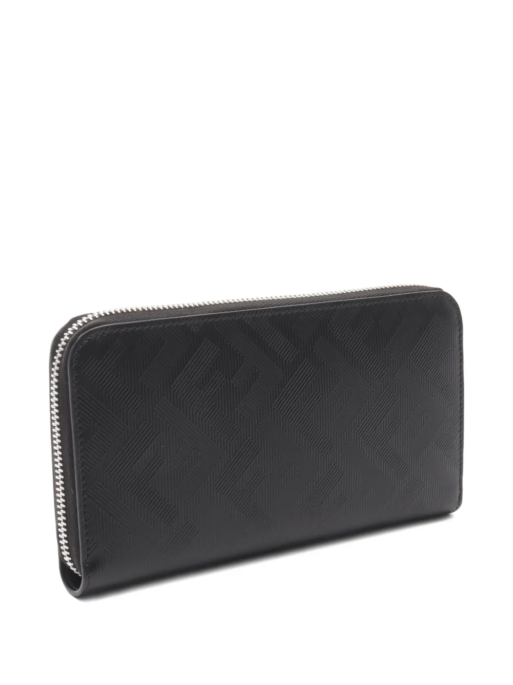 Pre-owned Fendi 2020s Shadow Zucca Pattern Leather Wallet In Black