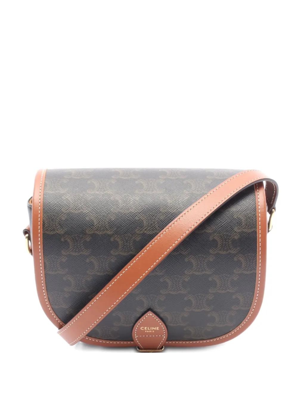 Pre-owned Celine 2010s Medium Triomphe Falco Crossbody Bag In Black