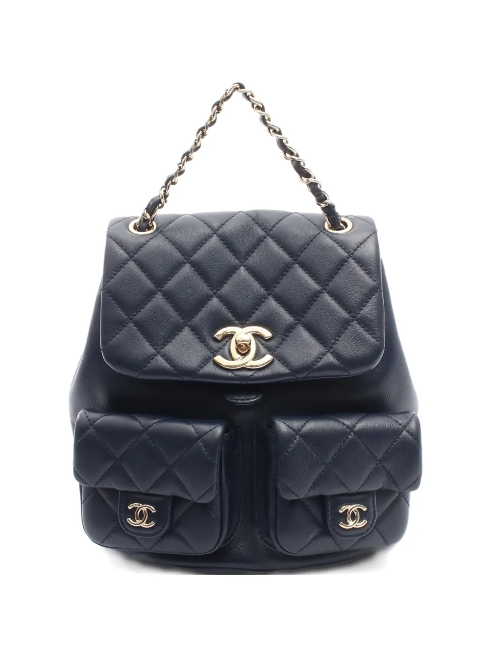Pre-owned Chanel 2021 Duma Matelassé-quilting Backpack In Blue