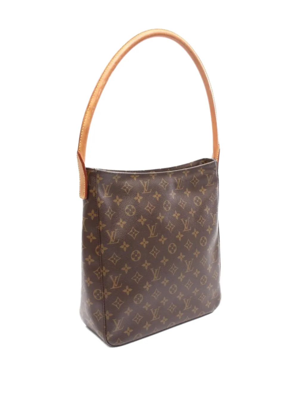 Pre-owned Louis Vuitton 2001 Looping Gm Monogram Tote Bag In Brown