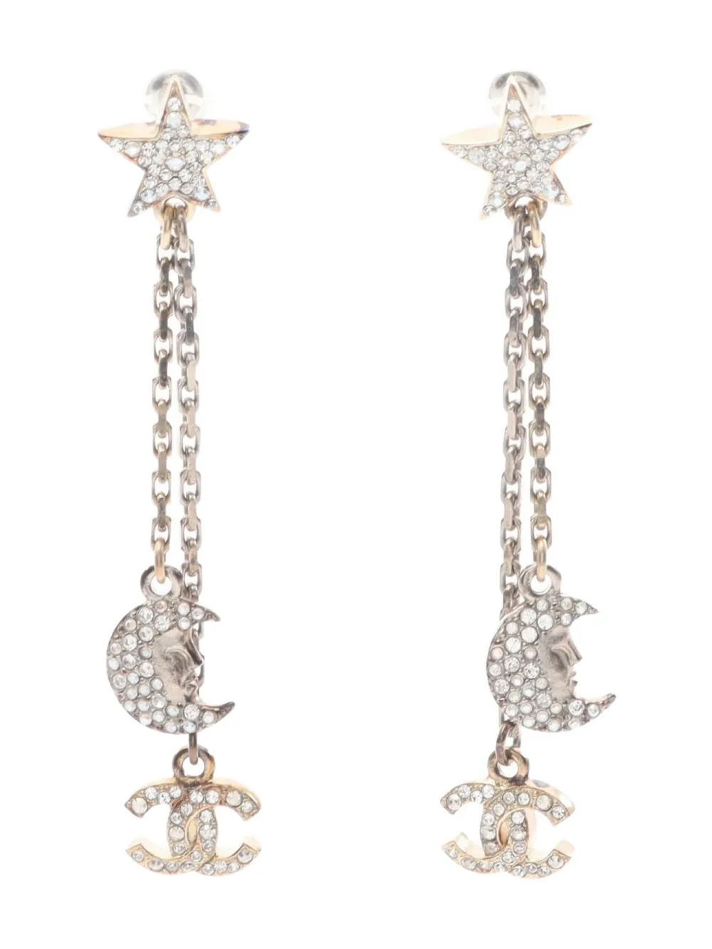 CHANEL Pre-Owned 1986-1988 Coco Mark Star Moon earrings - シルバートーン CHANEL Pre-Owned 1986-1988 Coco Mark Star Moon earrings - シルバートーン
