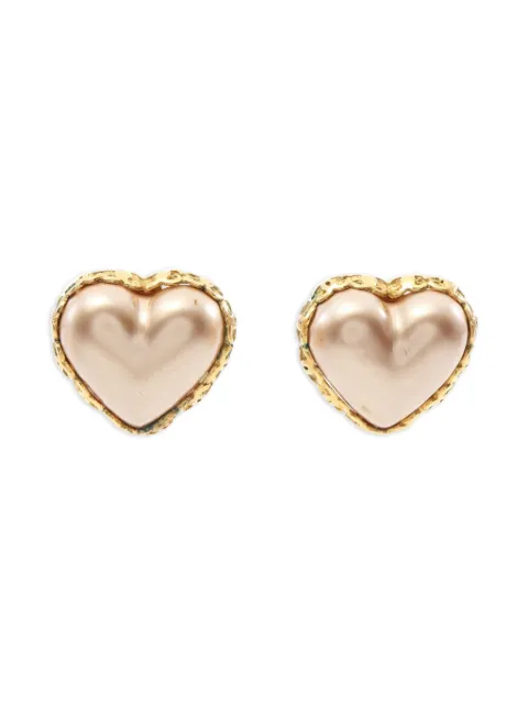 CHANEL Pre-Owned 1986 heart pearl earrings