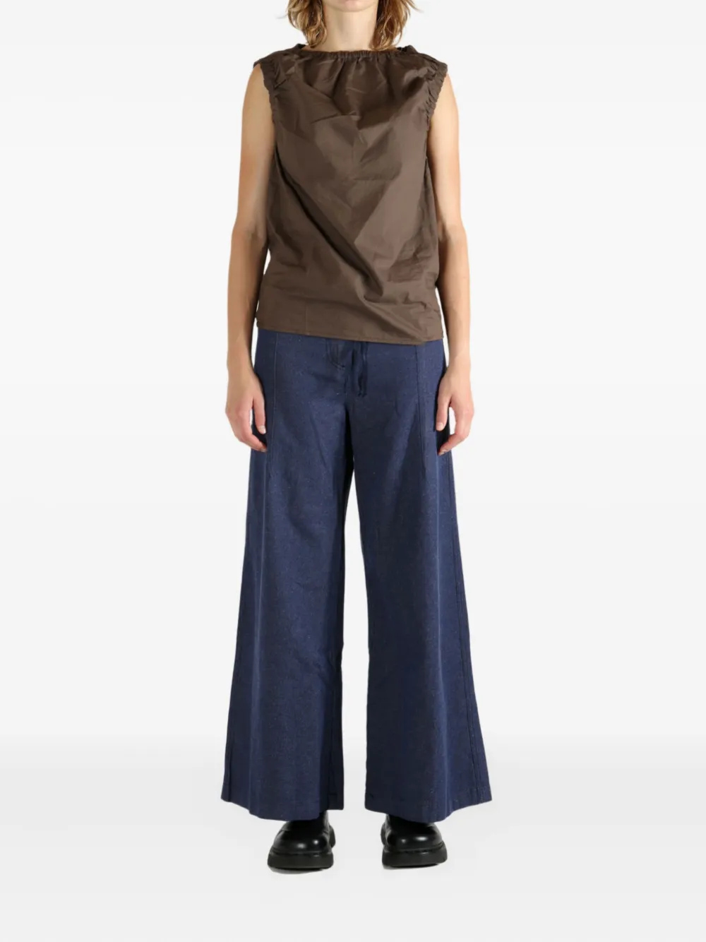 Baserange gathered-sleeve top - Bruin