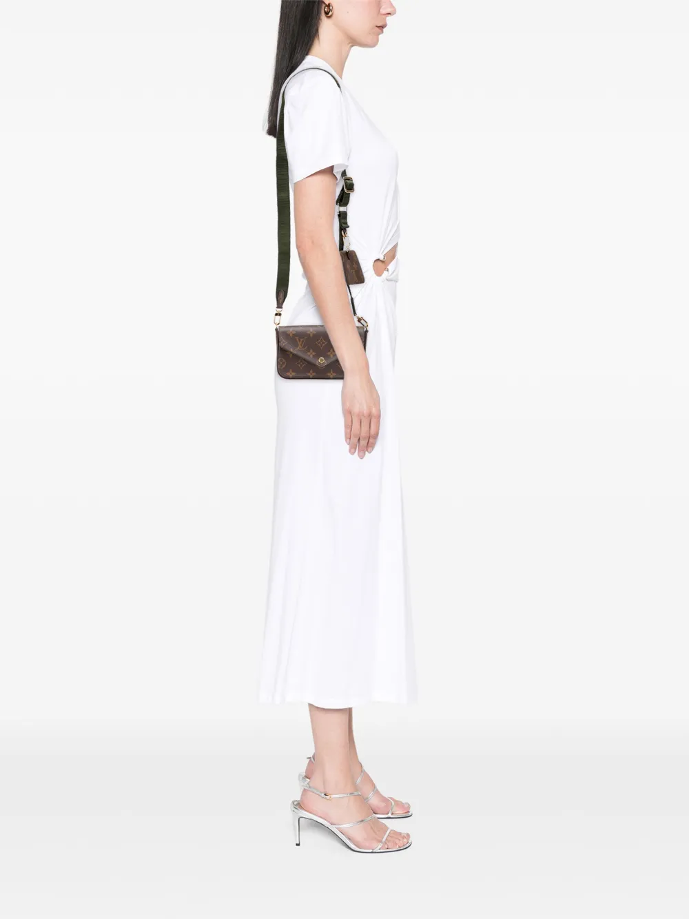 Pre-owned Louis Vuitton 2021-2025 Monogram Felicie Strap And Go Crossbody Bag In Brown