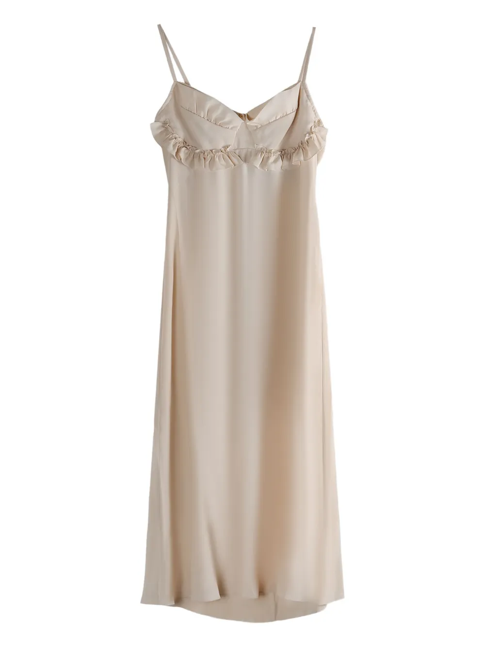 Simone Rocha ruffled-detail slip midi dress - Toni neutri