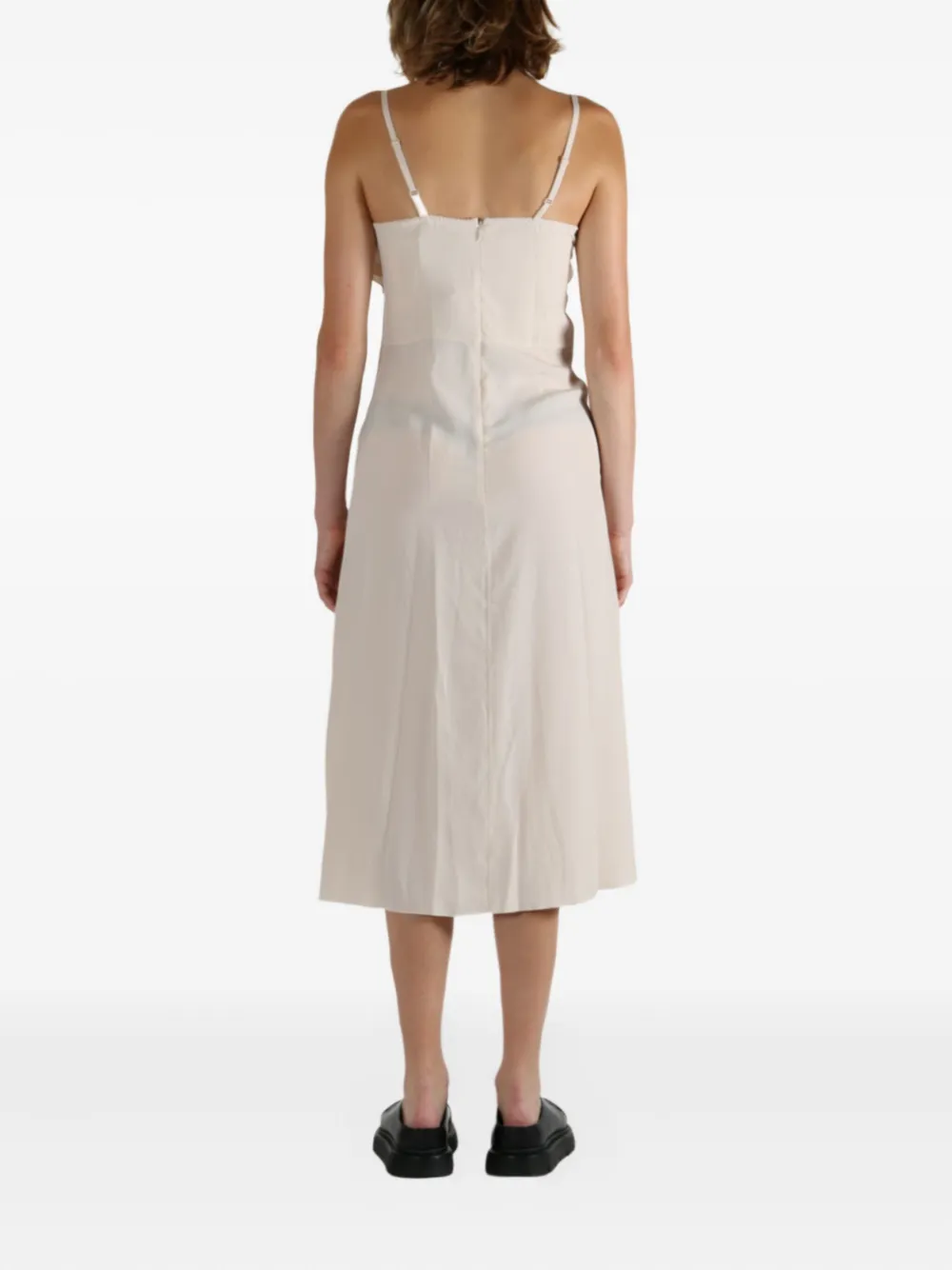 Simone Rocha ruffled-detail slip midi dress Beige