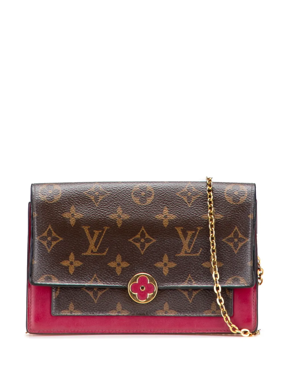 Pre-owned Louis Vuitton 2019 Monogram Flore Wallet On Chain Crossbody Bag In Brown