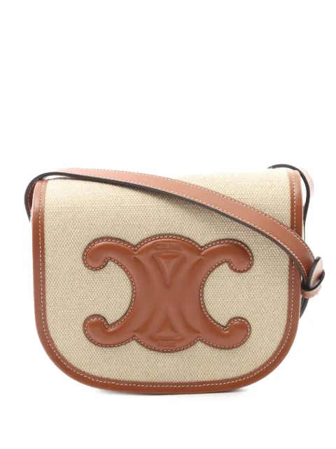 Céline Pre-Owned 2022 mittelgroße Cuir Triomphe Folco Umhängetasche aus Canvas