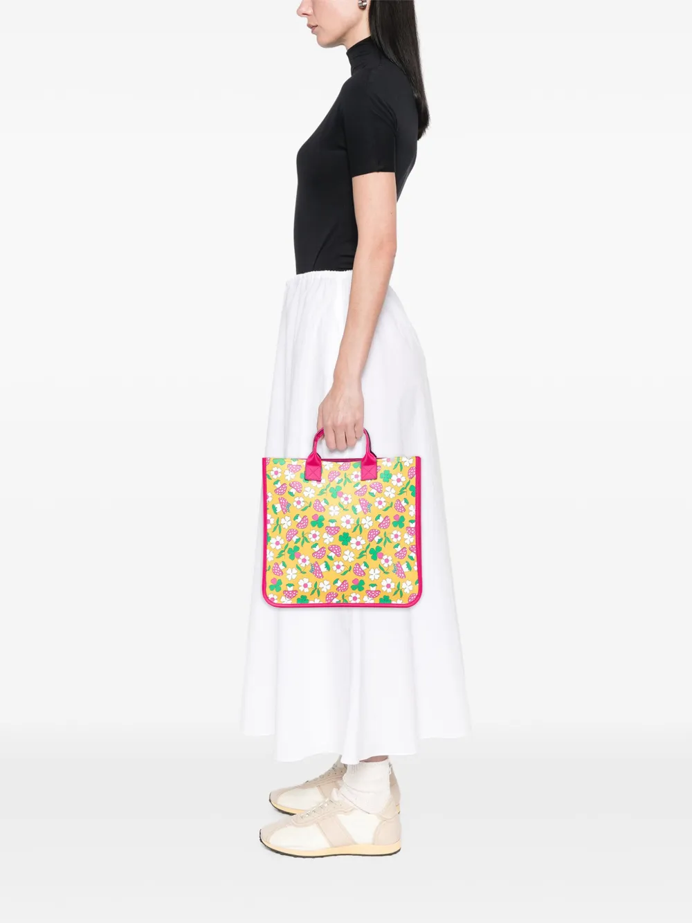 Pre-owned Gucci 2016-2025 Childrens Canvas Flower And Mushroom Tote Bag In Multi
