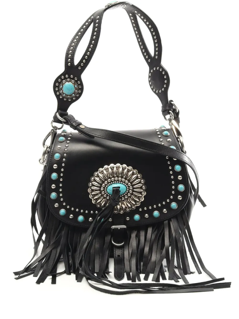 Prada Pre-Owned 2010-2025 City Calf Fringe Corsaire Bag satchel - ブラック Prada Pre-Owned 2010-2025 City Calf Fringe Corsaire Bag satchel - ブラック