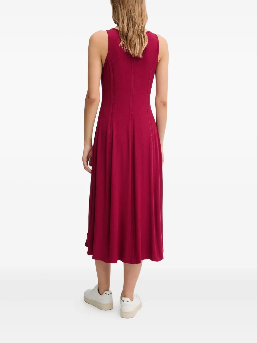 DKNY Geribbelde jurk met keyhole detail Rood