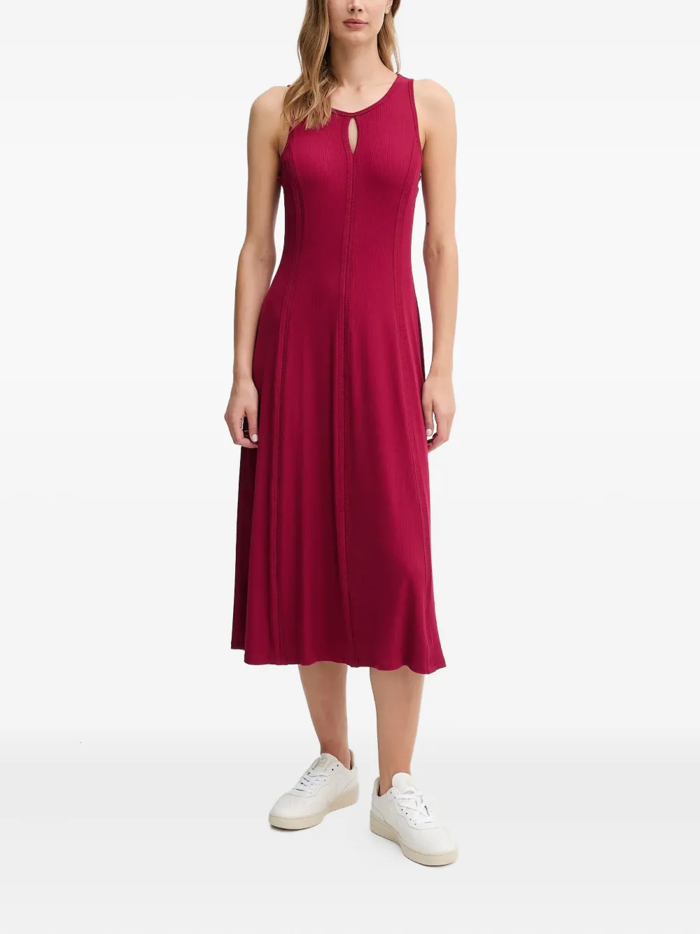 DKNY keyhole-detail ribbed dress | Red | Image 1