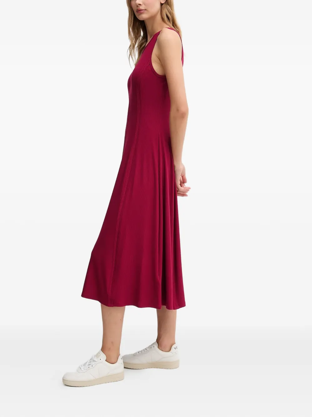 DKNY keyhole-detail ribbed dress - Rood