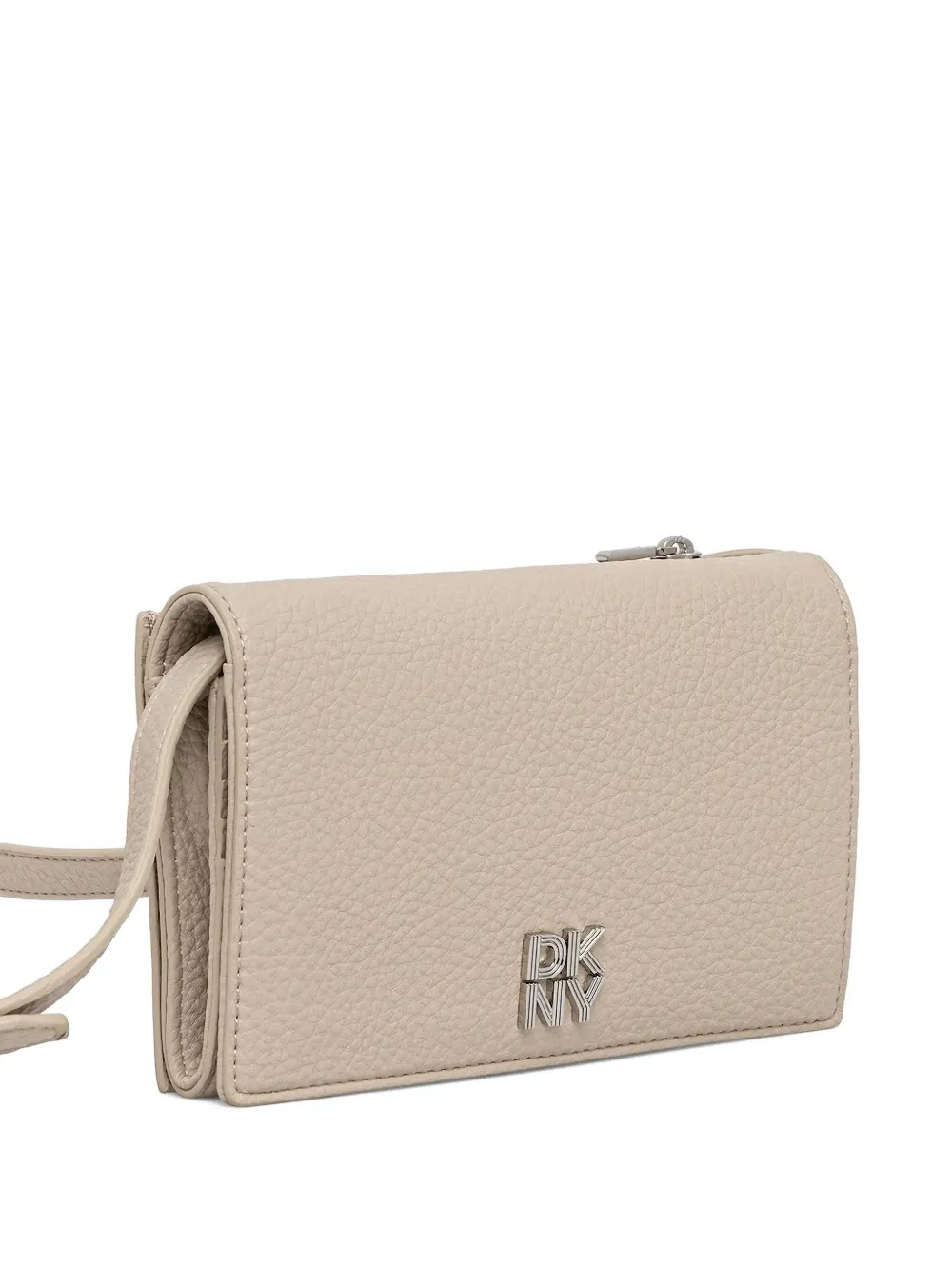 Dkny Logo-plaque Crossbody Wallet In Neutral