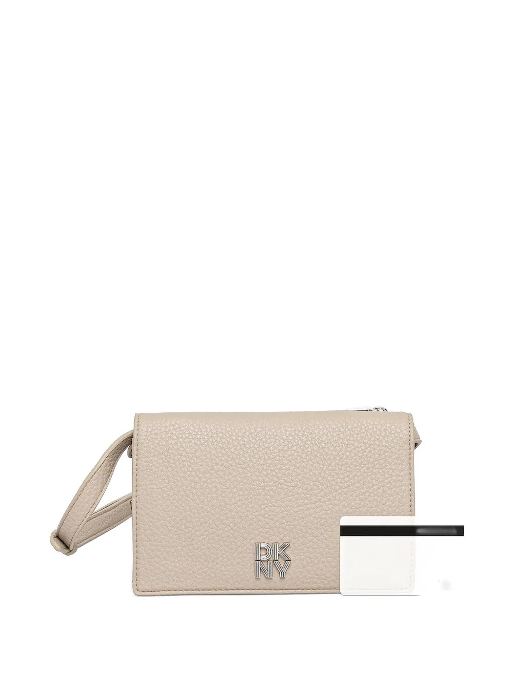 Dkny Logo-plaque Crossbody Wallet In Neutral