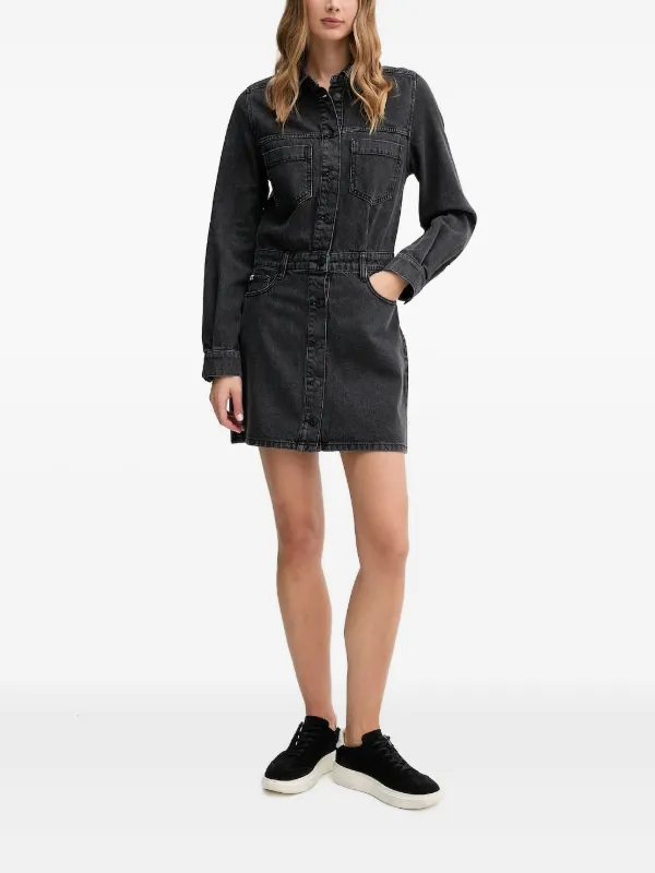【DKNY】長袖ミニシャツドレス DKNY デニム ミニシャツドレス | ブラック | FARFETCH JP