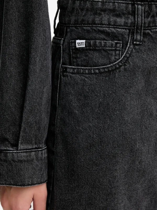 Dkny Denim Mini Shirt Dress - Black