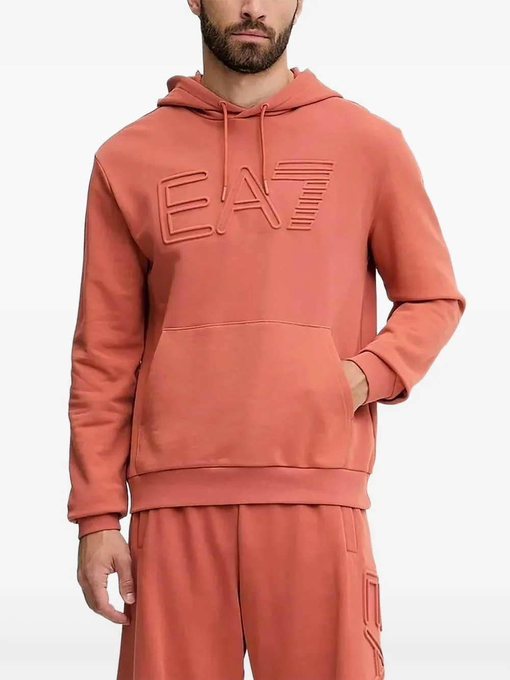 Ea7 Emporio Armani Hoodie met logo-reliëf Oranje