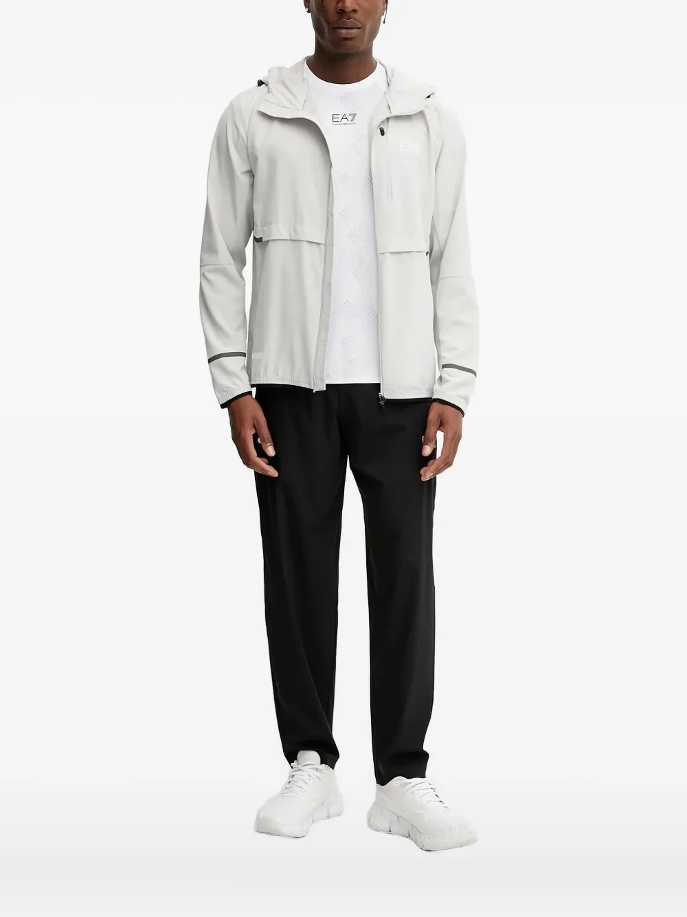 Ea7 Emporio Armani logo-print hooded jacket | Neutrals | Image 1