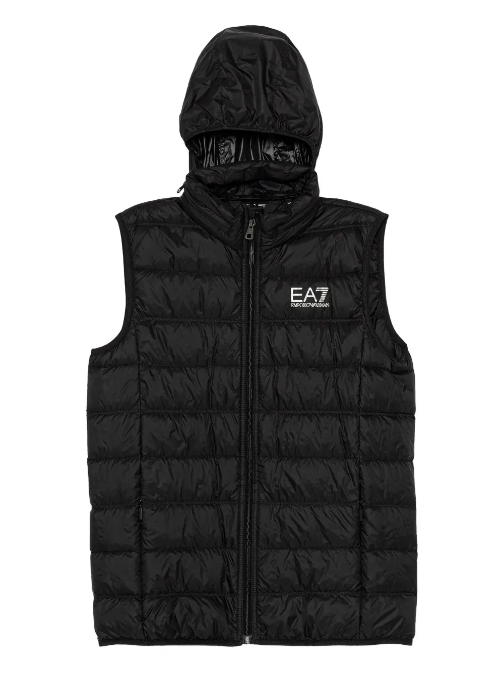 Emporio Armani Hooded Gilet In Black