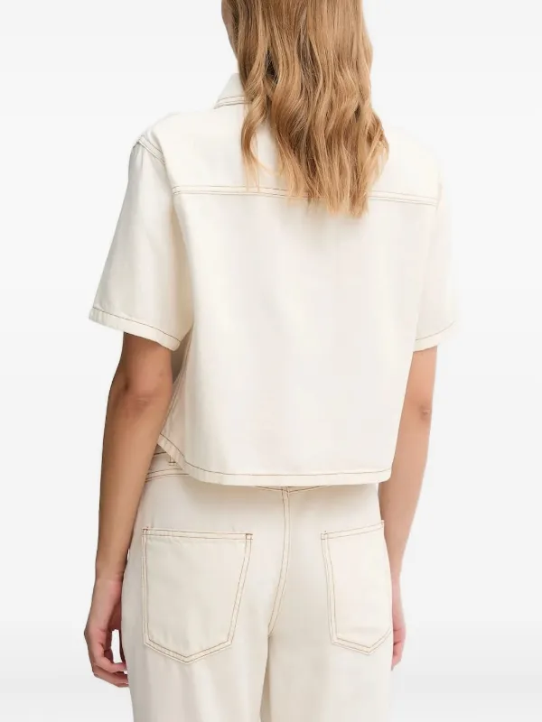 DKNY zip-front Denim Shirt | Neutrals | FARFETCH CA