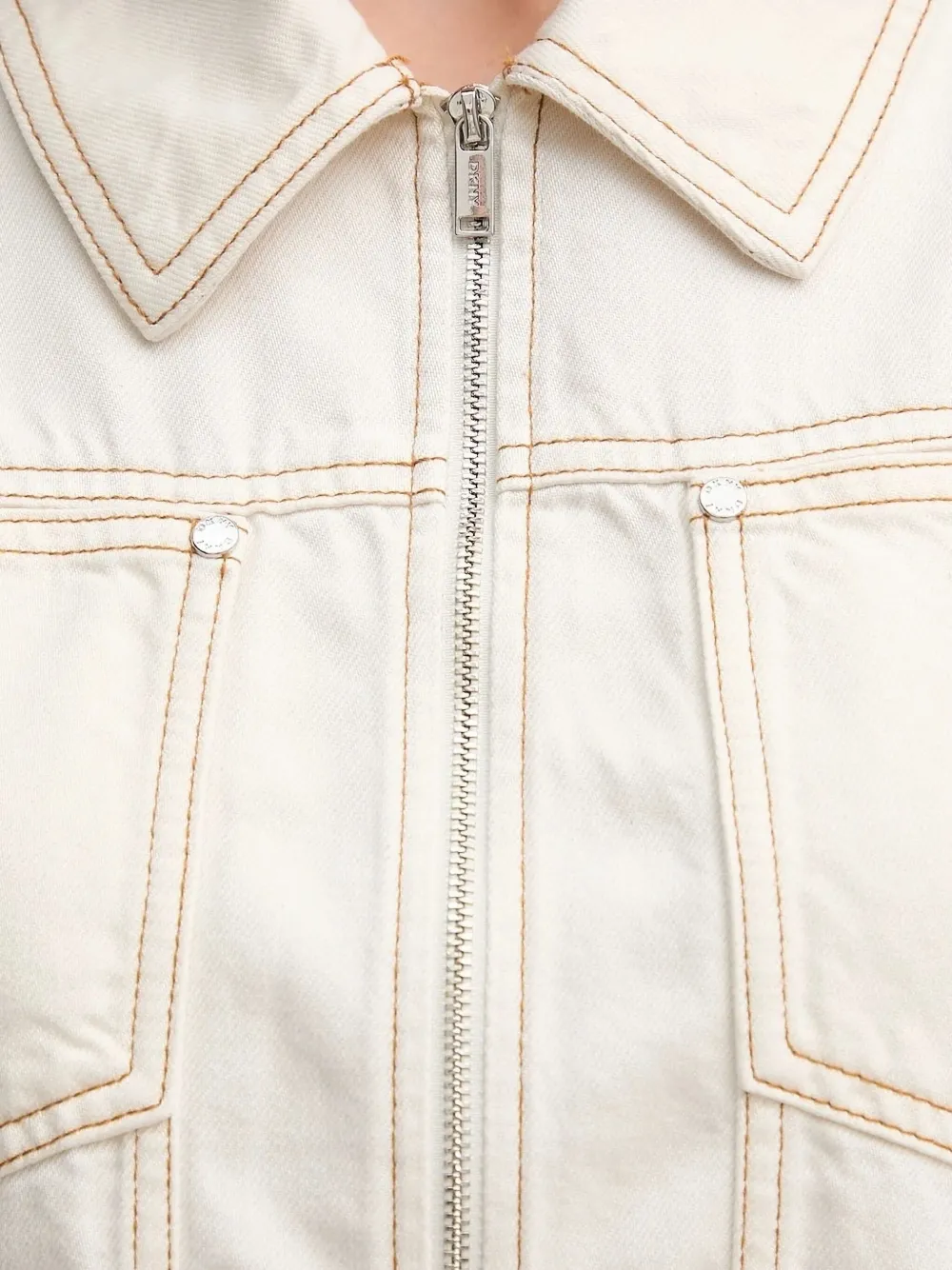 Dkny Ecru Crop Denim Jacket In Neutral