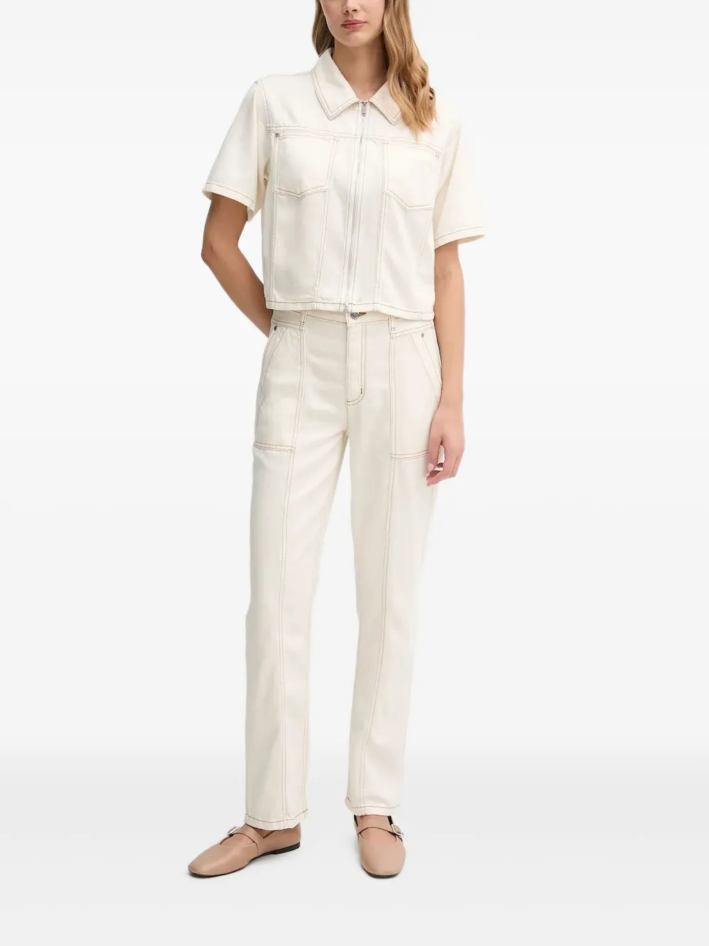 DKNY zip-front denim shirt | Neutrals | Image 1