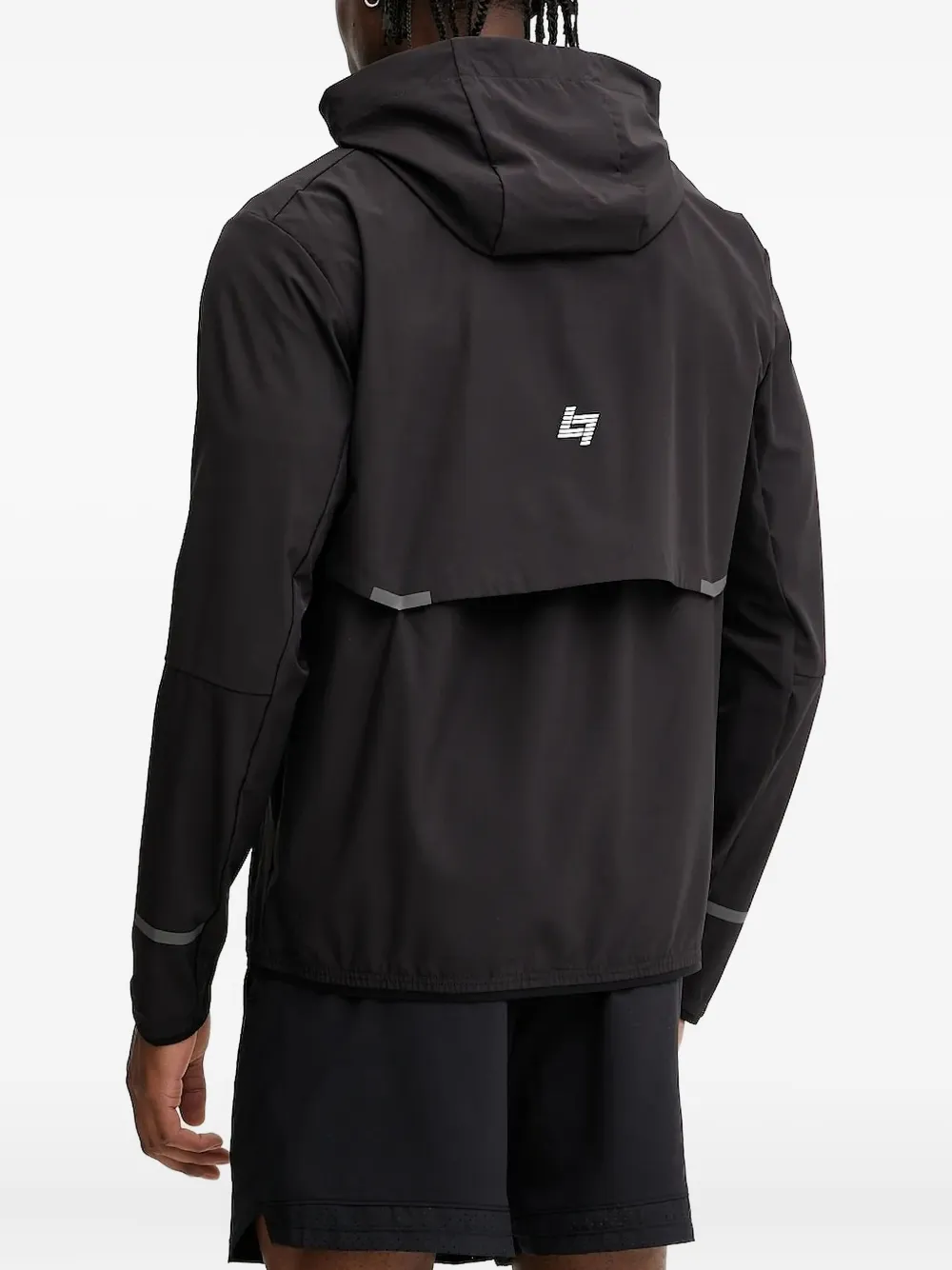 Ea7 Emporio Armani hooded reflective-detail jacket Zwart