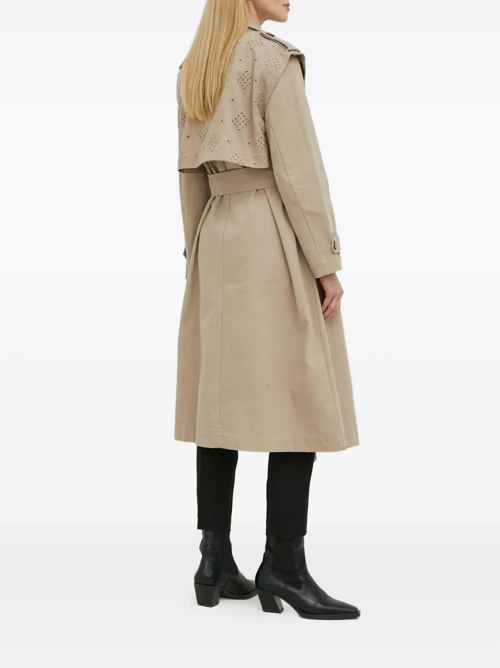 Bruuns Bazaar Eyelet-detail Belted Trench Coat In Neutral