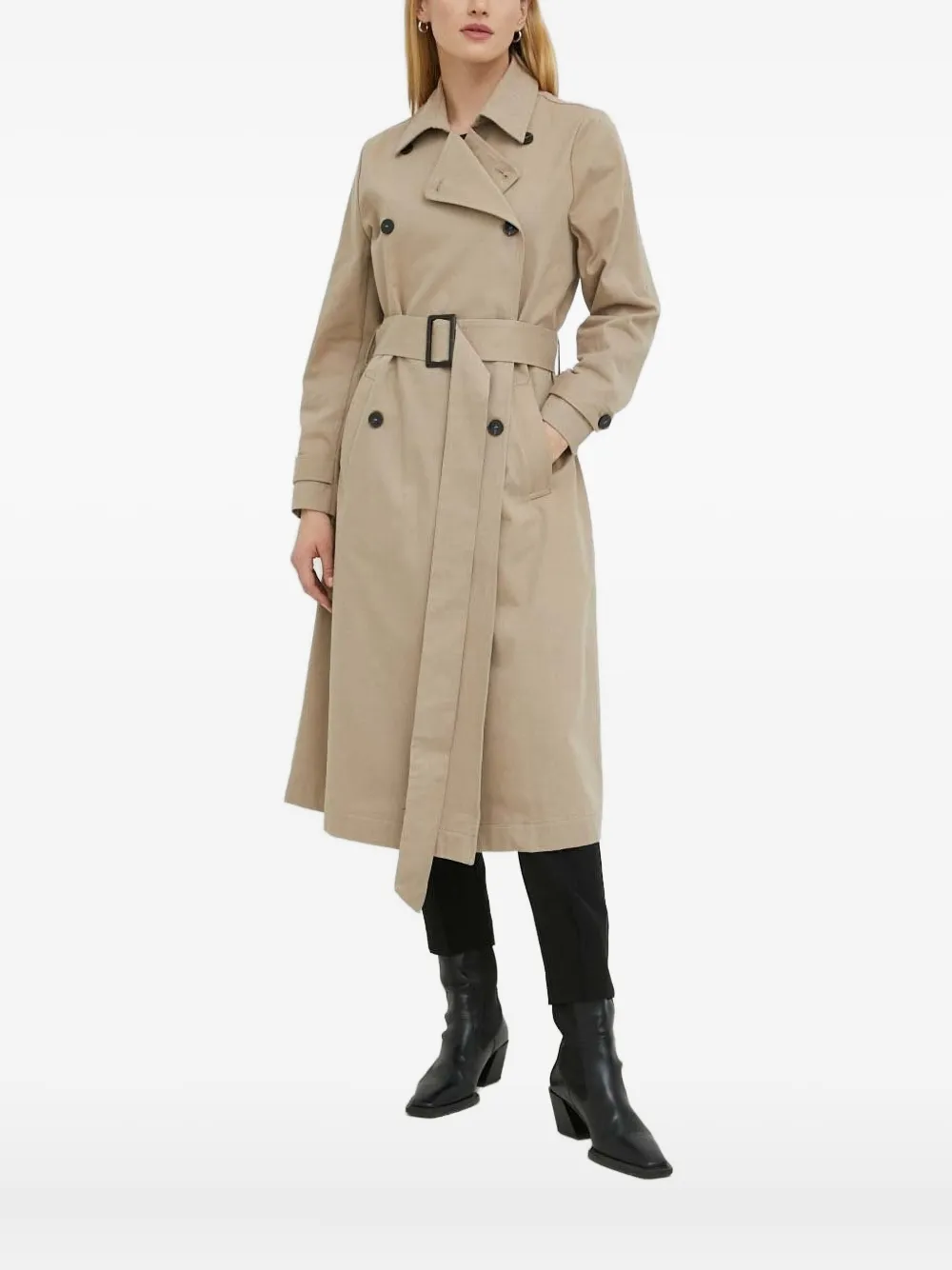 Bruuns Bazaar Eyelet-detail Belted Trench Coat In Neutral