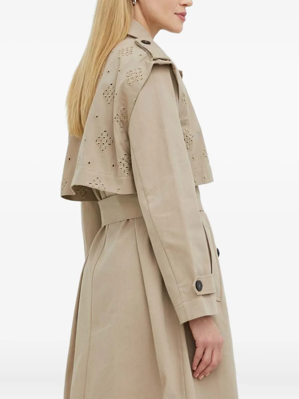 Bruuns Bazaar Eyelet-detail Belted Trench Coat In Neutral