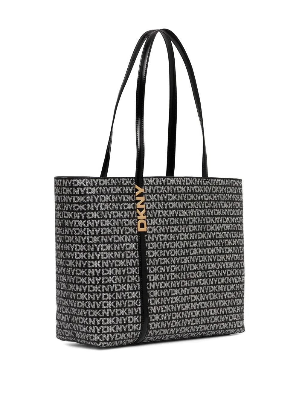 DKNY logo-plaque tote bag - Zwart