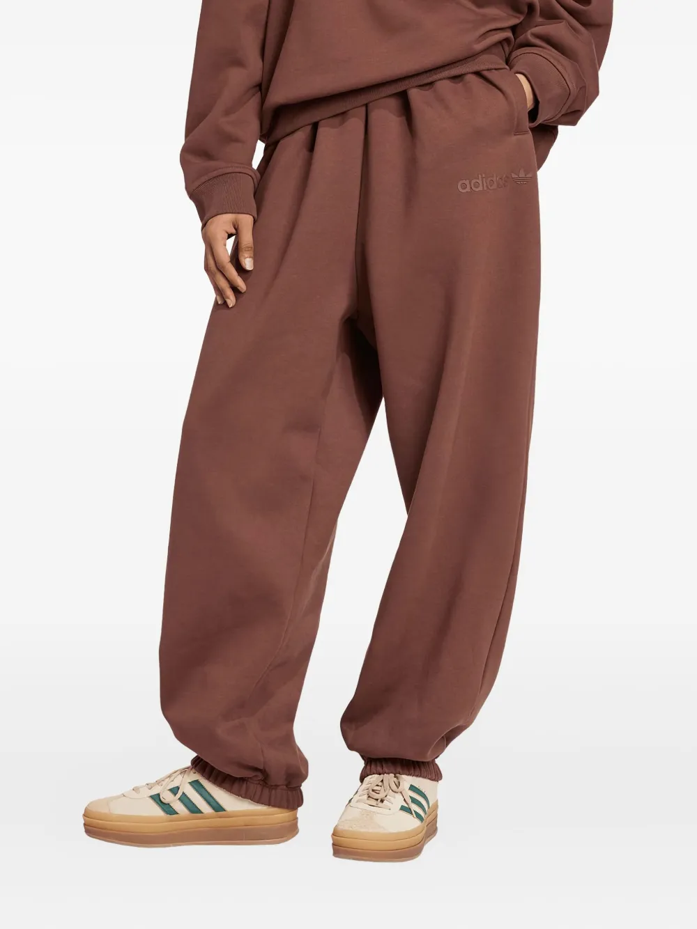 Adidas Originals Essentials Printed-logo Track Pants In Brown