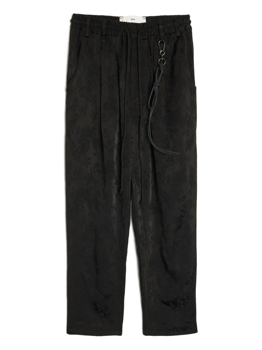 Song For The Mute pantalones con motivo floral antiguo y cordones en la pretina | negro | Image 1
