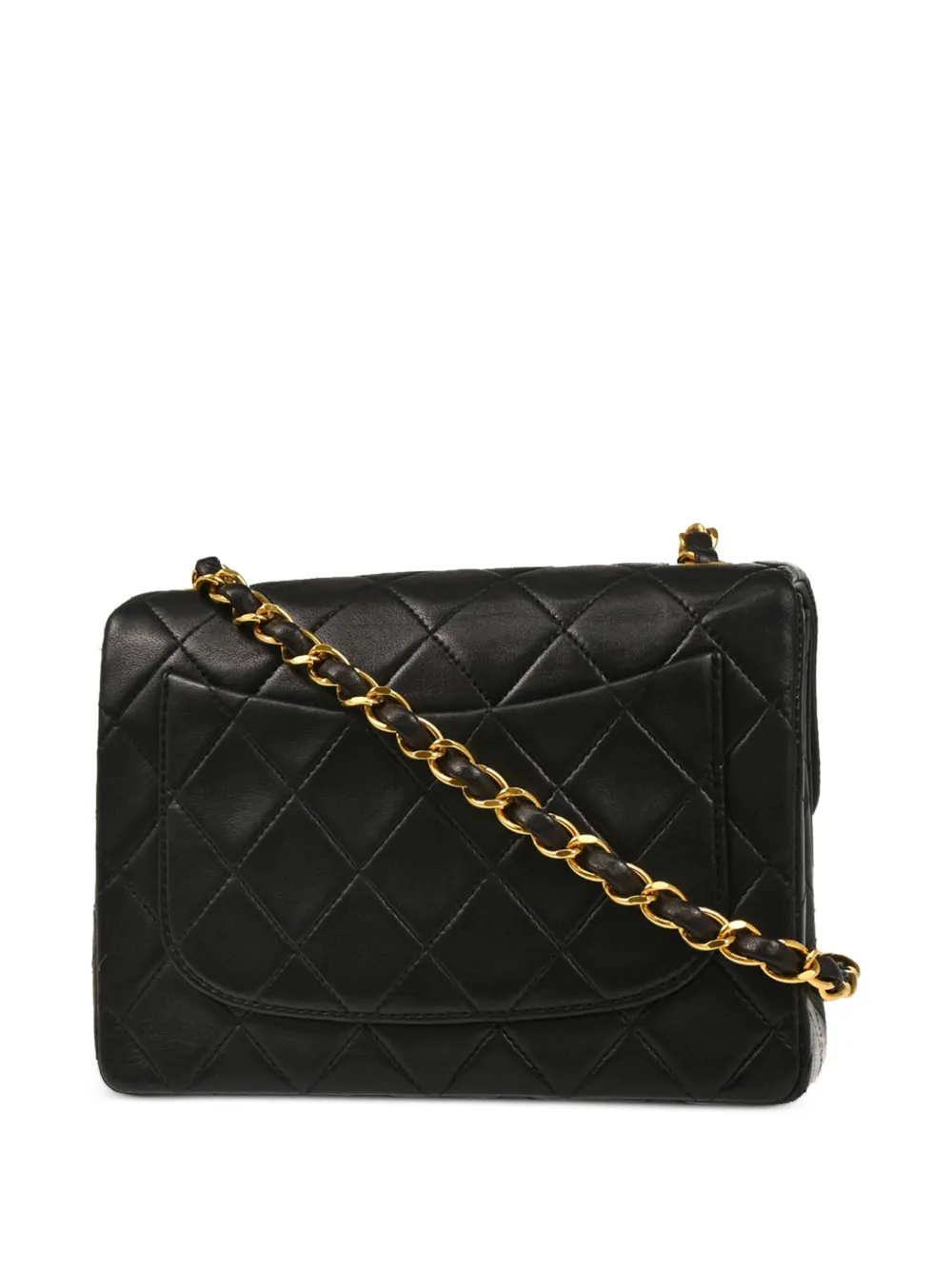 Pre-owned Chanel 1992 Mini Classic Square Flap Shoulder Bag In Black