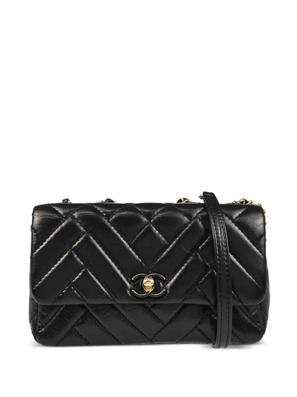 CHANEL Pre-Owned 2019 ストレートフラップ ショルダーバッグ - ブラック