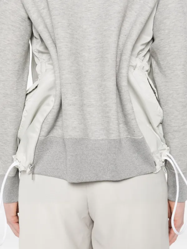 Sacai Sponge Sweat Panelled zip-up Hoodie | Grey | FARFETCH